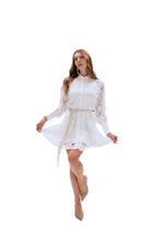 Woven Lace Dress with Puff Sleeves