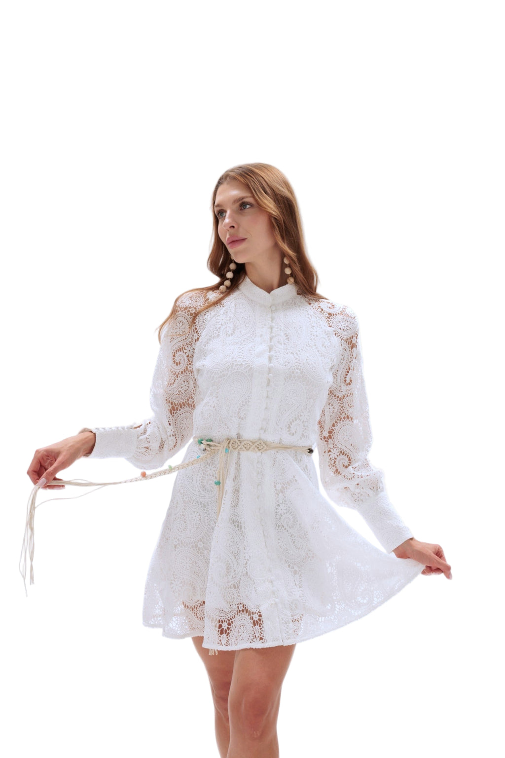 Woven Lace Dress with Puff Sleeves: Romantic Wedding or Beach Party