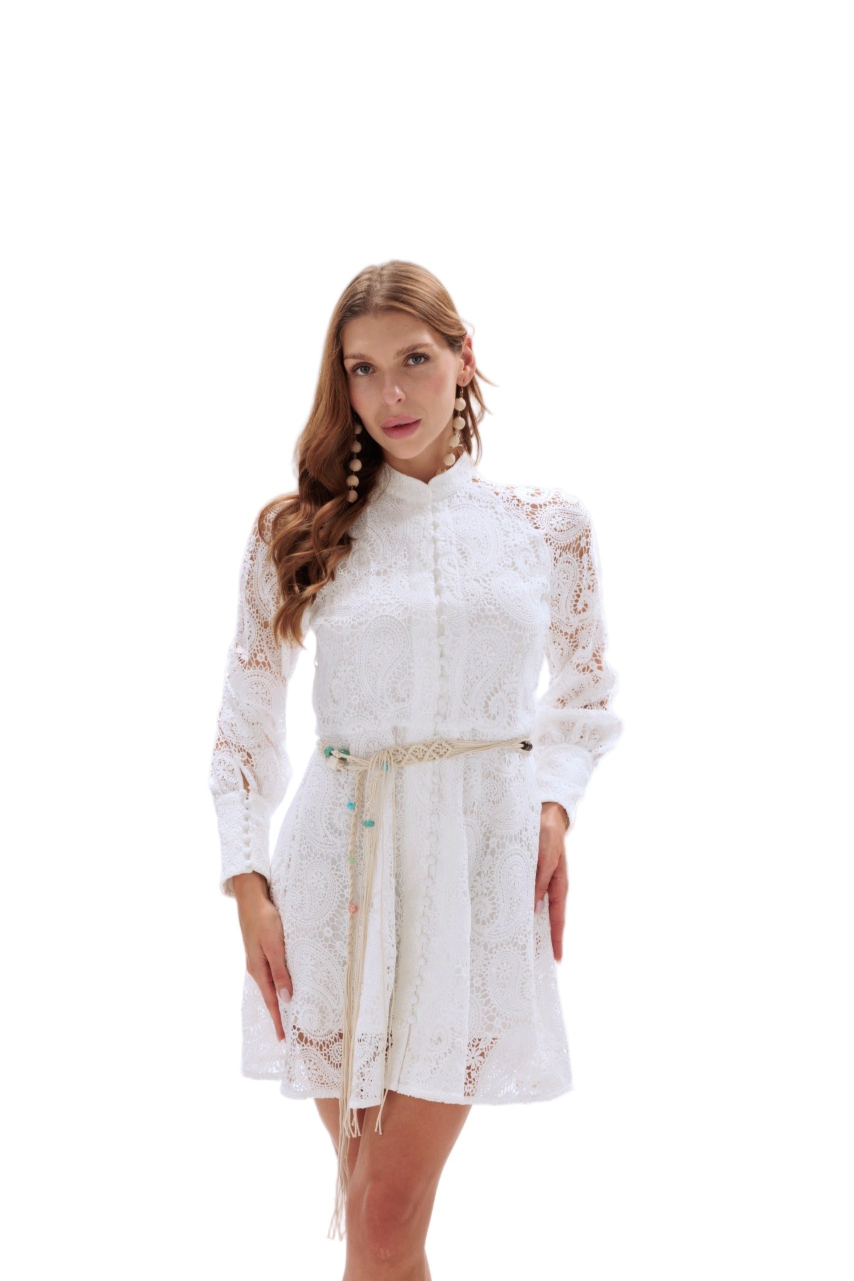 Woven Lace Dress with Puff Sleeves: Romantic Wedding or Beach Party