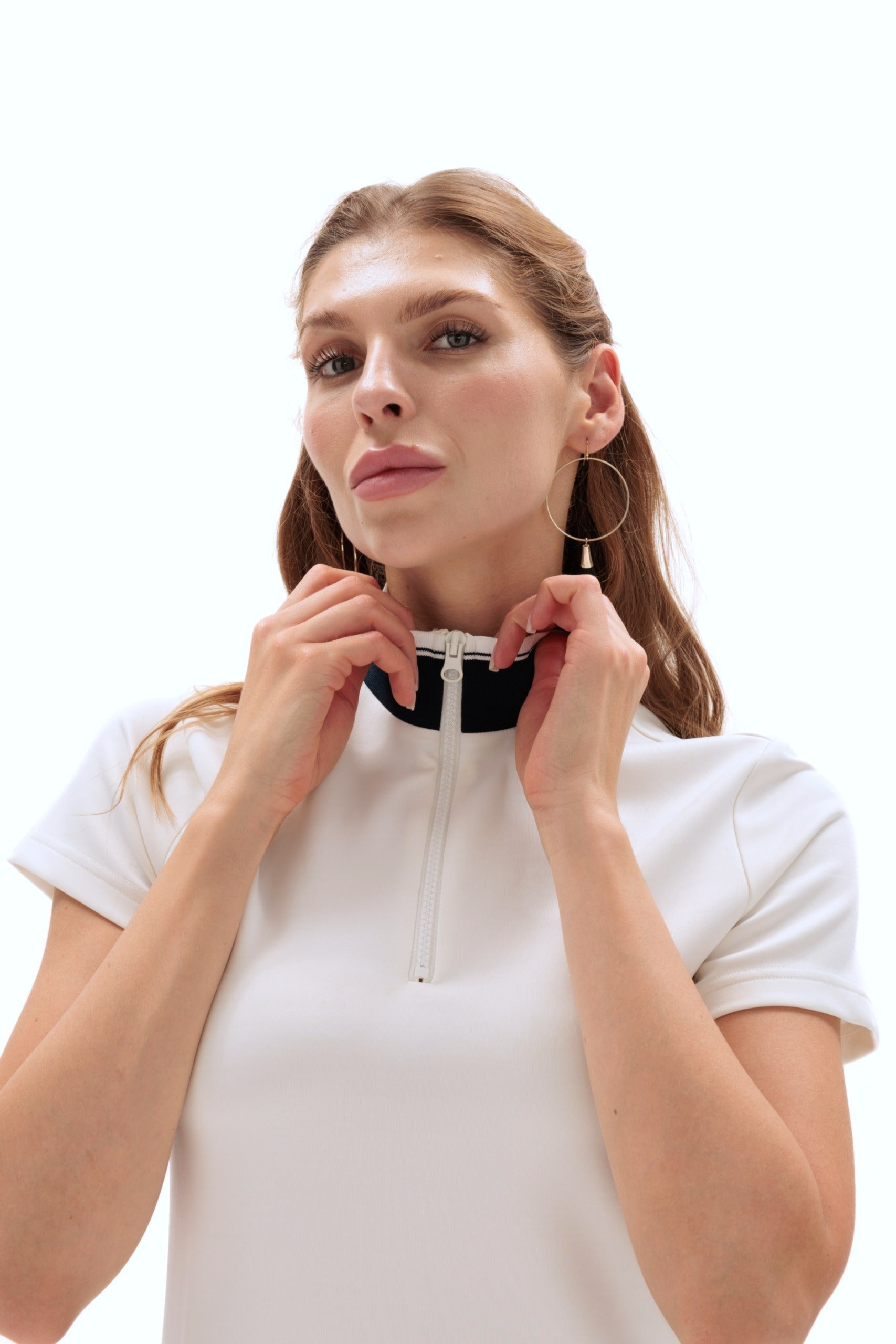 Sporty White Polo Dress: Comfortable Stretch Style - Weekend Wear