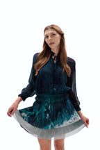 Sheer Ocean Pattern Cocktail Dress