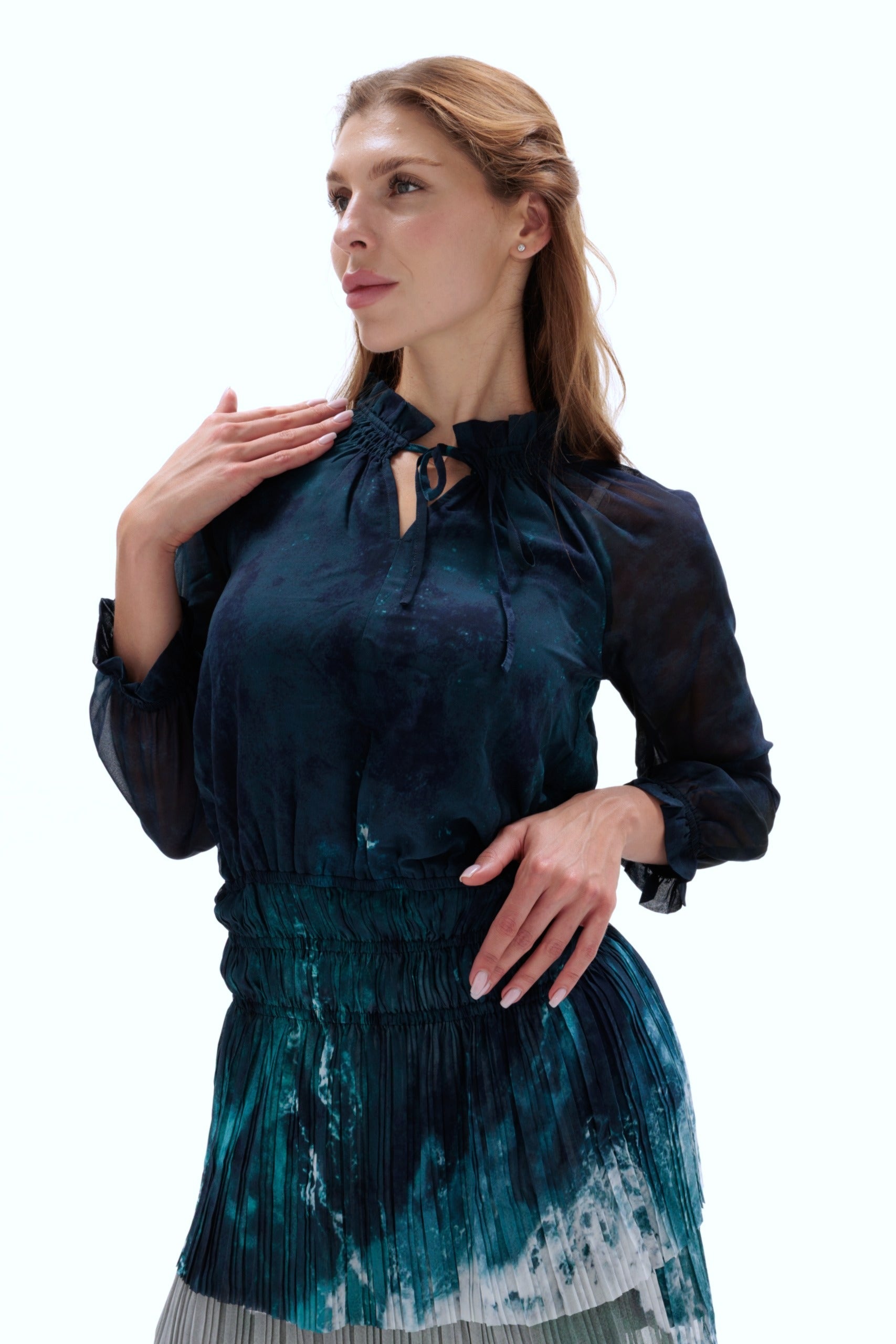Sheer Ocean Pattern Dress: Custom-Made Evening Cocktail Dress