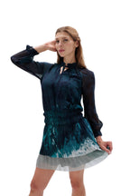 Sheer Ocean Pattern Cocktail Dress