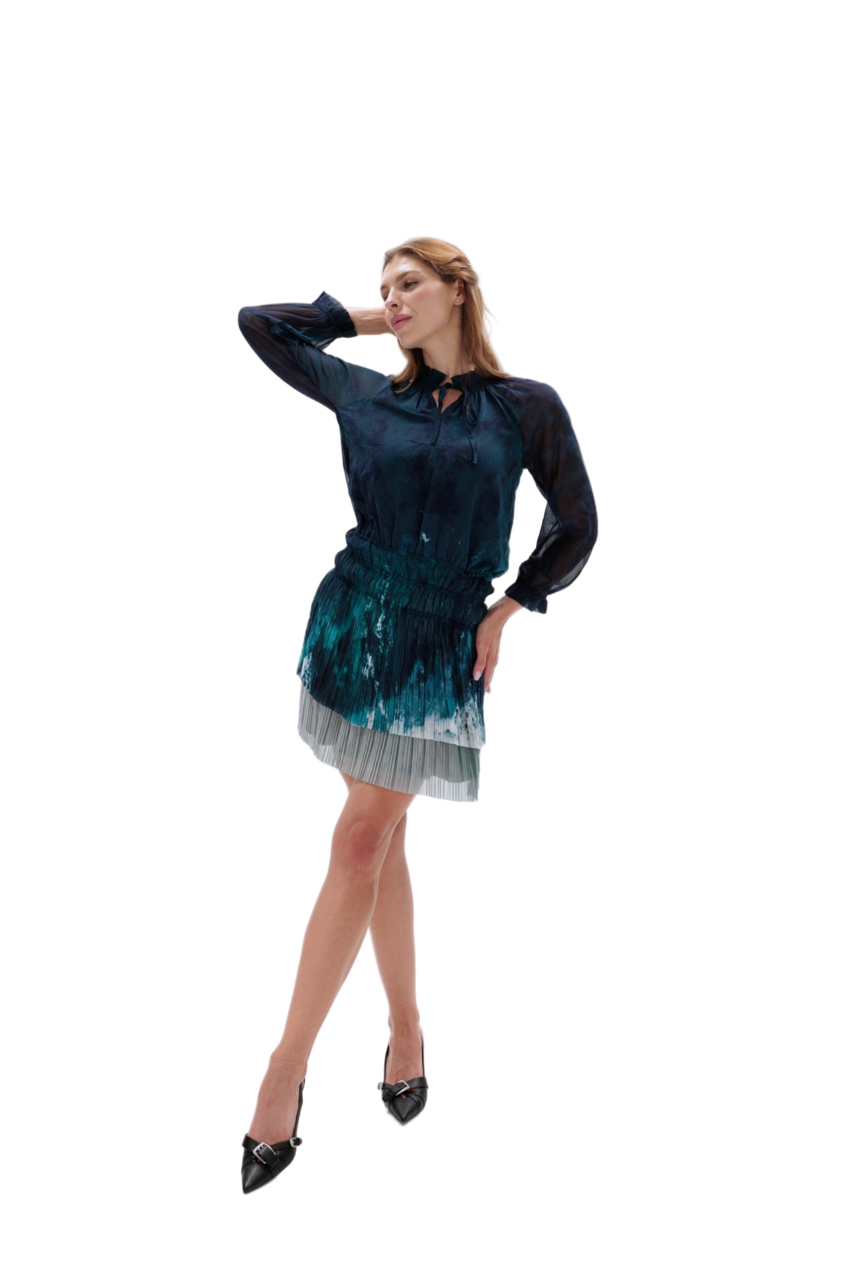 Sheer Ocean Pattern Dress: Custom-Made Evening Cocktail Dress