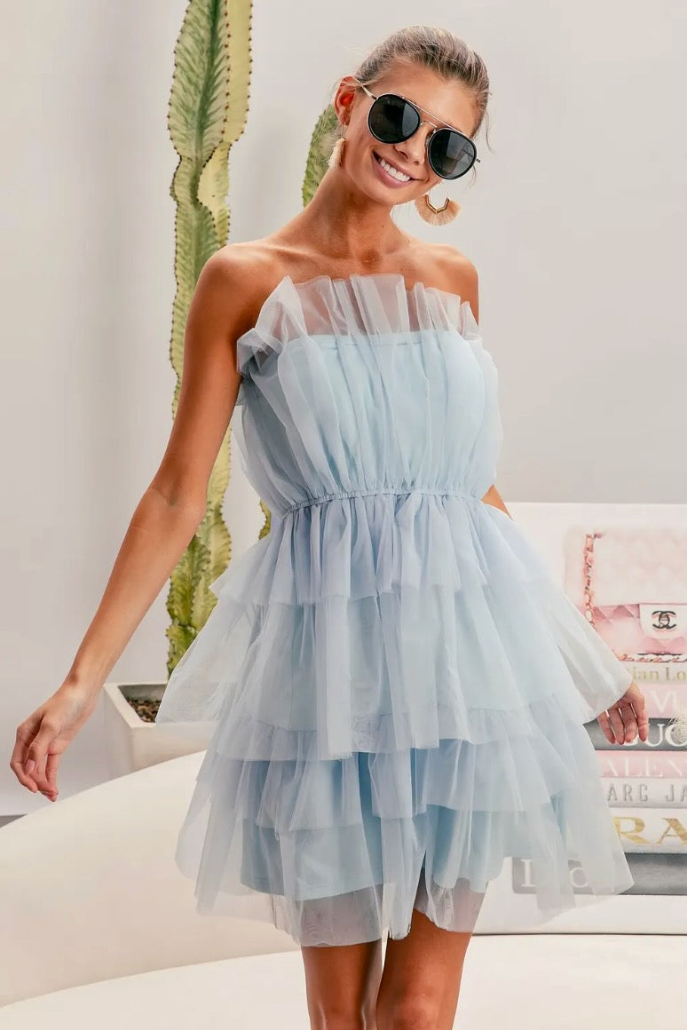 Sleeveless Ruffled Organza Dress