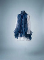 Shore Darling sustainable Chiffon Cloud Tunic & Bubble Skirt 2-Piece Set with a sheer dark blue vest and white dress