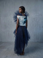 Denim Organza Chiffon Dress – Evening Edition