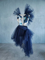 Denim Organza Chiffon Dress – Evening Edition