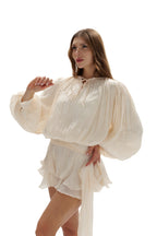 Chiffon Mini Dress With Flowing Sleeves