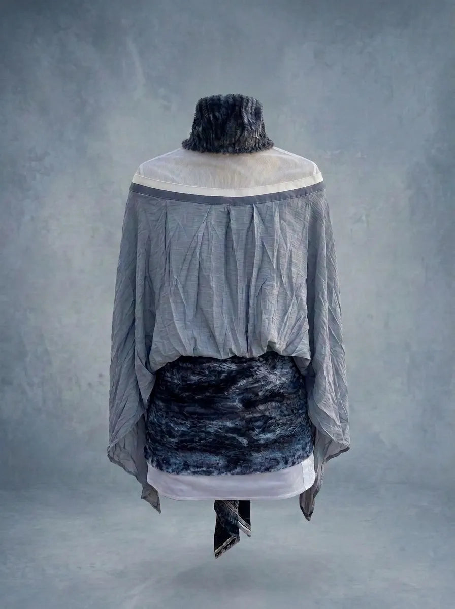 Illusion Neckline Cape Mini Dress