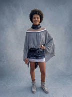 Illusion Neckline Cape Mini Dress