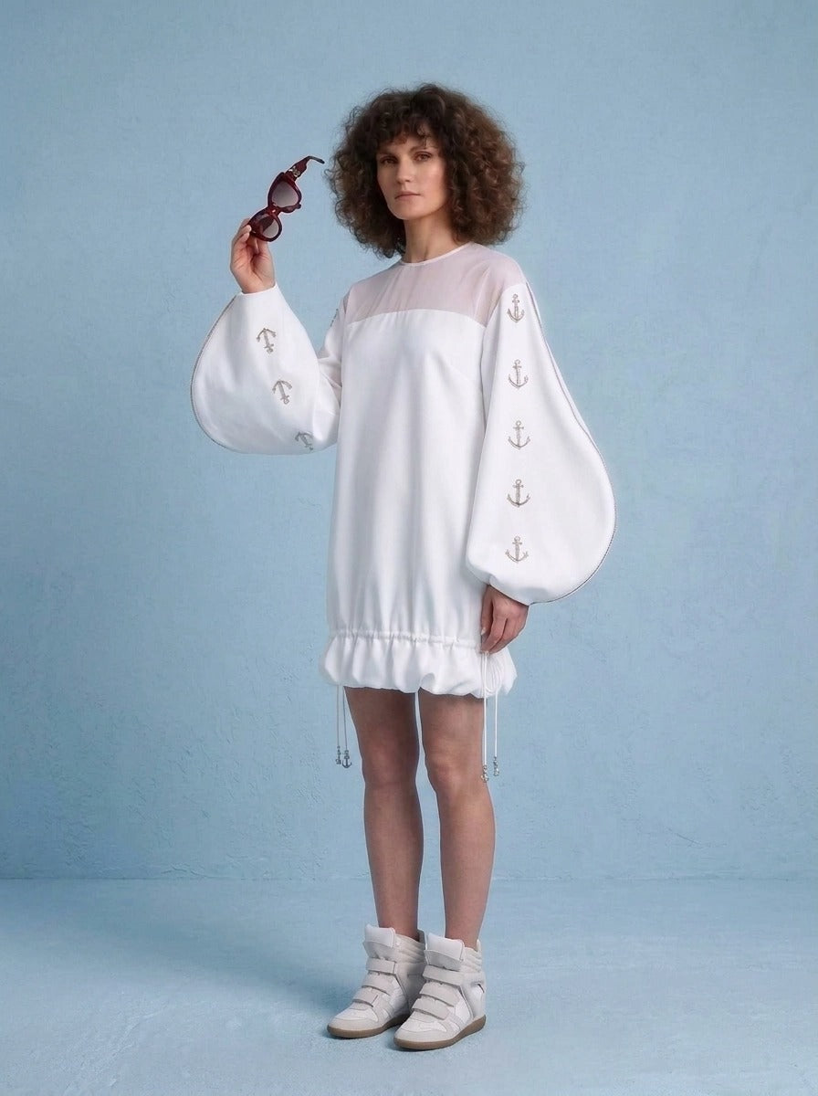 The Anchor Series: Illusion Neckline Shift Dress