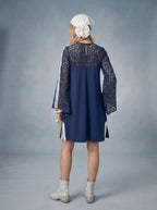 Luxe Lace-Trim Bell Sleeve Shift Dress