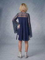 Luxe Lace-Trim Bell Sleeve Shift Dress