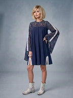 Luxe Lace-Trim Bell Sleeve Shift Dress