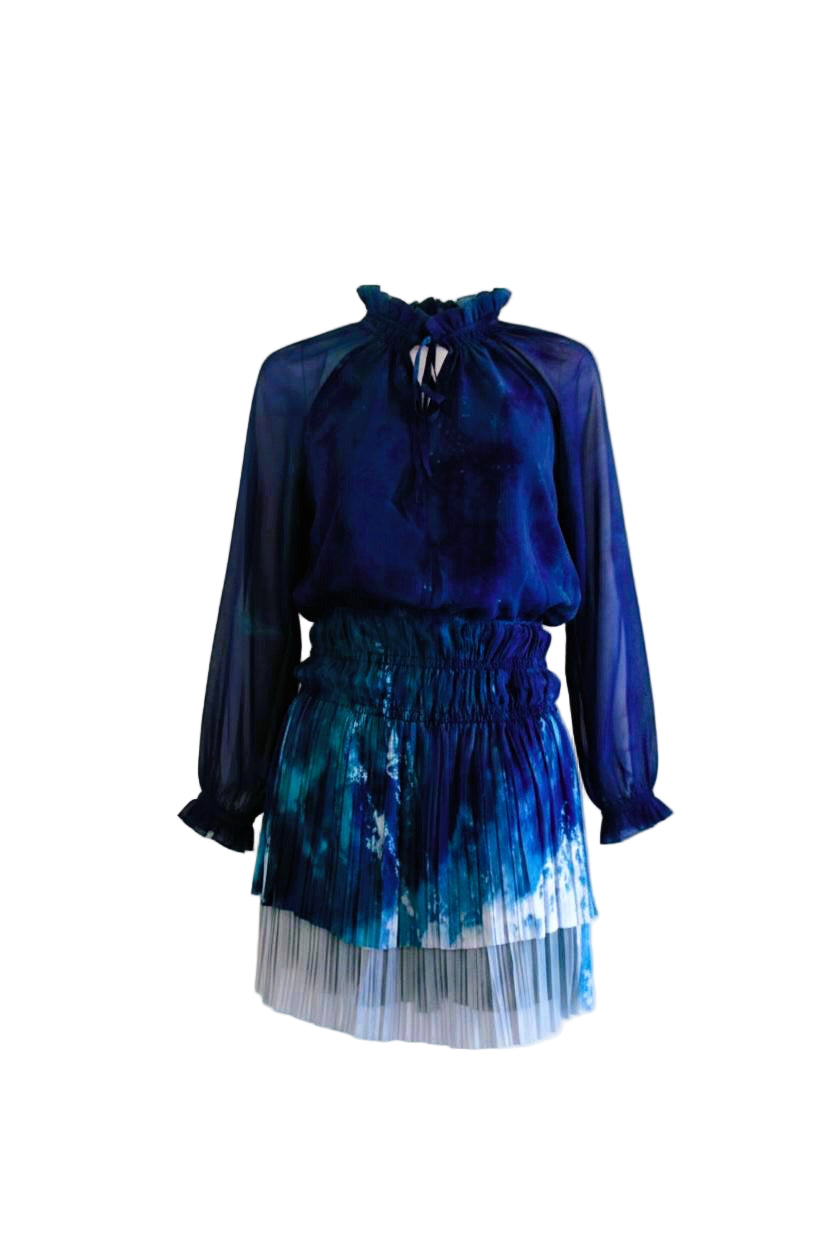 Sheer Ocean Pattern Dress: Custom-Made Evening Cocktail Dress