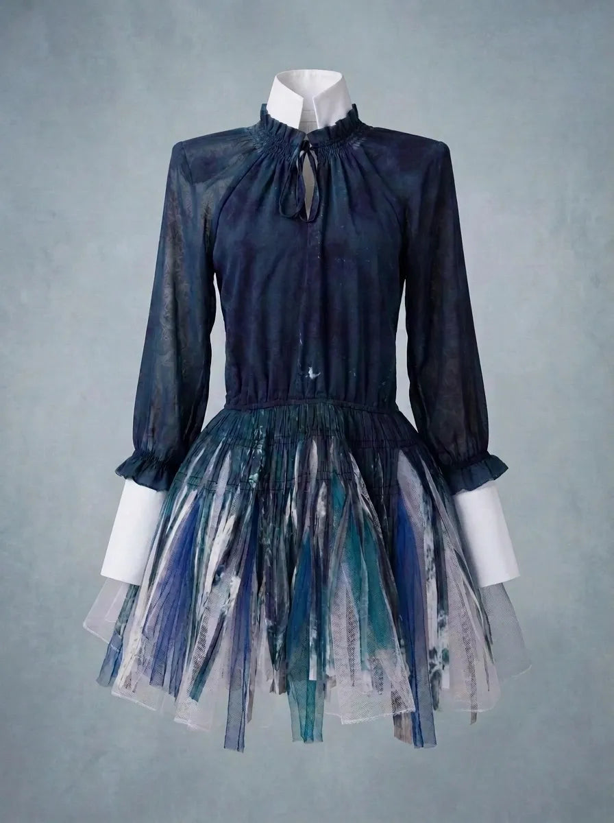 Tie-Dye Chiffon Tiered Dress